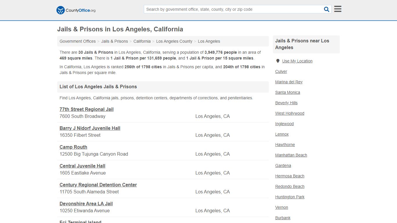 Jails & Prisons in Los Angeles, California - County Office